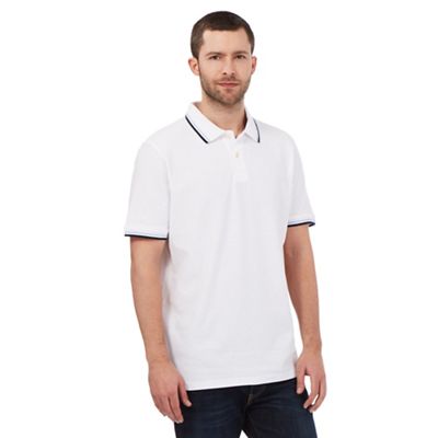 Maine New England Big and tall white tipped collar pique polo shirt